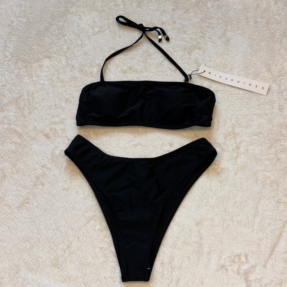 Missguided Black Two Piece Bikini - Picture 1 of 9